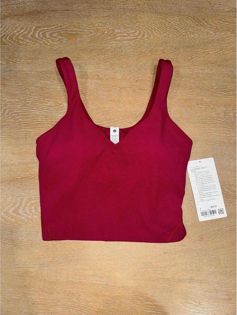 Lululemon Align Tank Top *Light Support, A/B Cup SIZE 8 Berry Rumble NWT